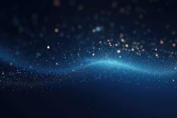 Dark blue and glow particle abstract background, template for design. banner, copy space