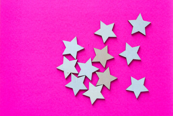 Sticker - wood stars on hot pink paper