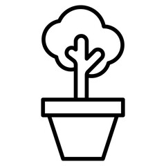 Canvas Print - Outline Pot tree icon