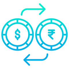 Canvas Print - Outline gradient Dollar and Rupees exchange icon