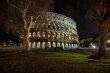 Night view of the Colosseum. Generative AI