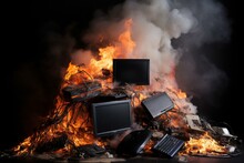 Disposing Of Unwanted Electronic Devices By Incinerating Them. Generative AI