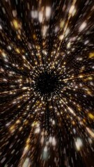 Wall Mural - Vertical video - outer space glowing golden stars background. Flying through a galaxy of gold stars and particles at hyperspace warp speed. Looping, HD motion background animation.