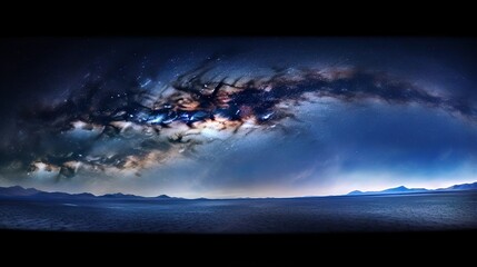 Wall Mural - Panorama milky way galaxy with stars and space dust