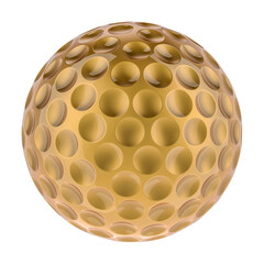 Wall Mural - Golden golf ball, 3D rendering isolated on transparent background