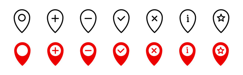 Poster - Pin, pointer icon. Map pin, location, gps icon collection. Pin, location destination vector icons