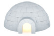 Igloo, front view. 3D rendering isolated on transparent background