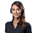 Beautiful Female Call Center Agent on Transparent Background
