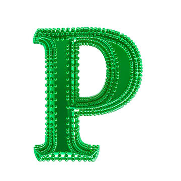 Small spheres on the green symbol. letter p