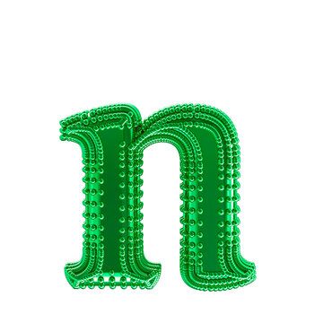 Small spheres on the green symbol. letter n