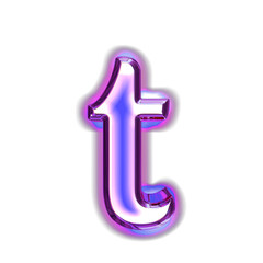 blue symbol in a purple frame with glow. letter t