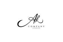 AK Initial Letter Signature Logo Template. AK Handwritten Concept Logo