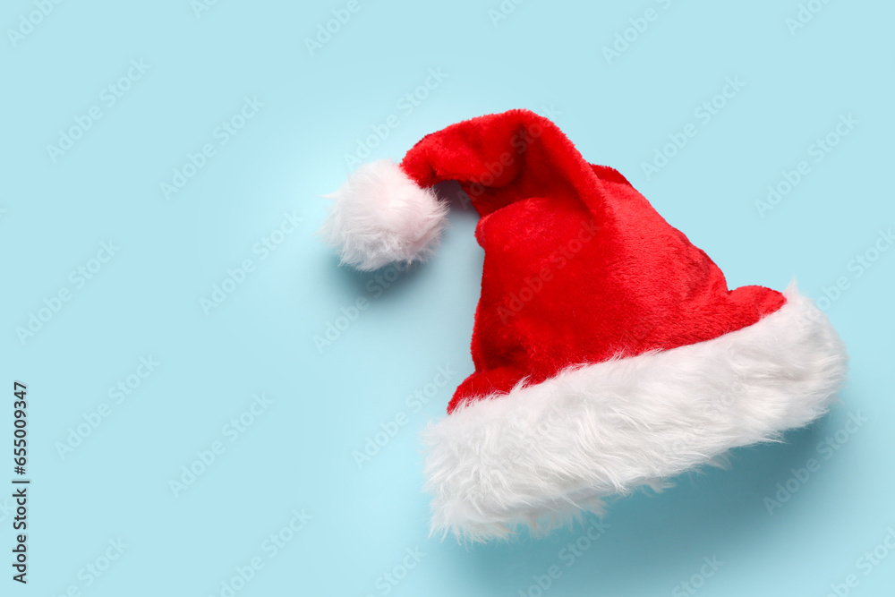 Santa hat on blue background