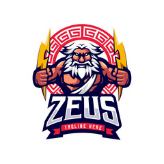 Wall Mural - Zeus holding Lightning mascot logo