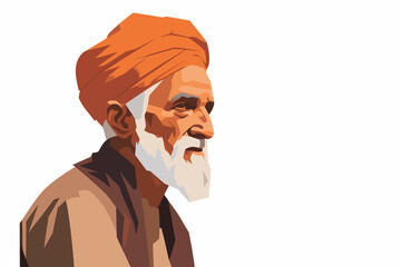 Wall Mural - Indian old man vector flat minimalistic isolated vector style illustration