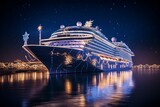Fototapeta Młodzieżowe - A cruise ship beautifully decorated for the festive season. Generative AI