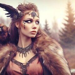 portrait of a woman in fur