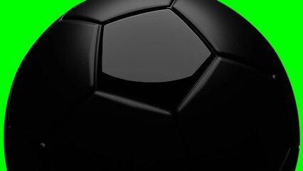 Wall Mural - Black soccer ball on green chroma key background.
Loop able 3d animation for background.
