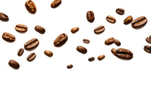 Falling Coffee Beans Isolated On A White Background