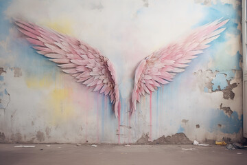 Wall Mural - Pastel Graffiti Wings