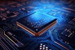 Technology background with macro image of microchip circuit