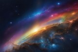 Fototapeta Kosmos - Colorful astral panorama with a rainbow touch