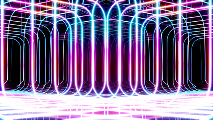 Leinwandbilder - technology abstract background colorful neon light background fantastic view,3D rendering