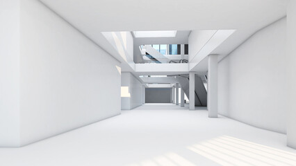 Poster - The white interior structure shows the structure and the corridor area.,3d rendering