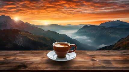 Poster - cup of coffee on the mountain