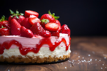 strawberry cheesecake close up