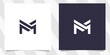 letter fm mf logo design