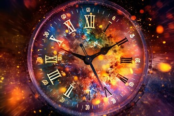 Canvas Print - Time concept with vintage clock. Close up of clock face. Time concept. New Year's Eve concept