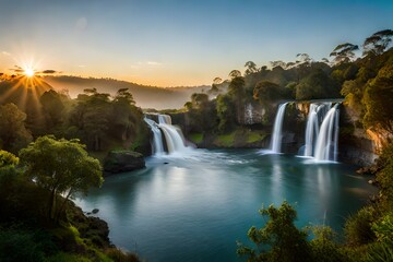 Wall Mural - waterfall in the forest