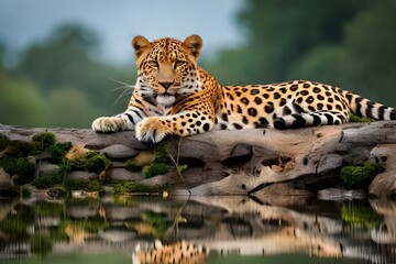 Wall Mural - leopard in the zoo