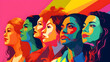 Illustration of female empowerment , Female power , diversity, strong girl concept , international woman day. 