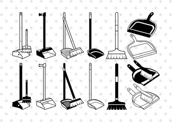 Wall Mural - Dustpan SVG, Dustpan Silhouette, Broom And Dustpan Svg, Broom Svg, Cleaning Brush Svg, Dustpan bundle,