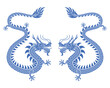 2024 Year of the Blue Dragon, Illustration of Chinese Dragon silhouette on white background