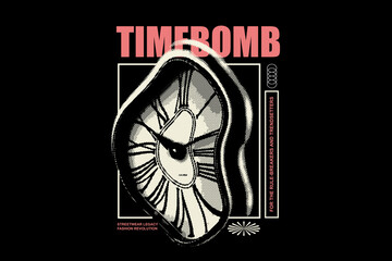 Wall Mural - Creative graphic tee timebomb design streetwear style editable template