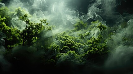 Wall Mural - Fern green Smoke, Macro shot , Color Gradient, Background HD
