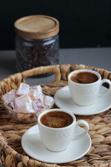 Wall Mural - Turkish coffee and Turkish delight on a tray