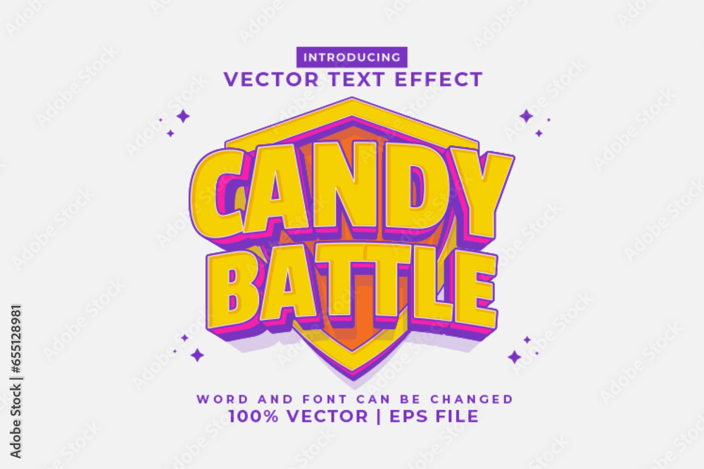 Editable text effect Candy Battle 3d cartoon template style premium ...