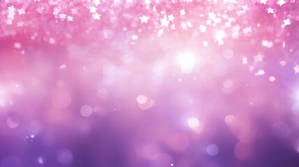 Wall Mural - Pink party invitation background. Abstract delicate bright pink purple bokeh texture with stars and lights. Beautiful backdrop for design of invitation for various holidays. Card concept.