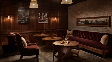 Wall Mural - Sophisticated Wine Bar with Cozy Seating Nooks