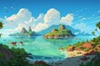 Colorful depiction of Fiji in a cartoon style. Generative AI