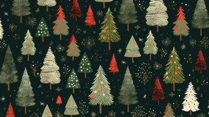 christmas background; seamless christmas tree pattern. illustration wallpaper background for card, a