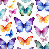 Fototapeta Dziecięca - Watercolor butterflies Pattern design Illustration, Generative Ai
