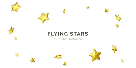 Wall Mural - flying golden stars. party background falling confetti. 3d gold stars