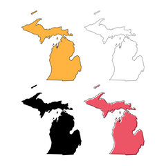 Set of Michigan map, united states of america. Flat concept icon vector illustration