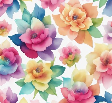 Seamless watercolor dots pattern .Seamless pattern with rainbow colored watercolor circles. Hand drawn vector illustration isolated on white background. Design Element for Greeting Cards and Labels, A