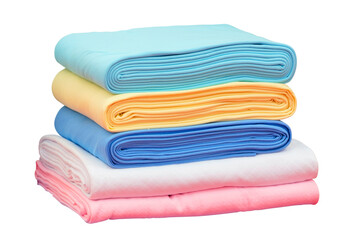 Leinwandbilder - Colorful folded towels stack isolated on a white background.